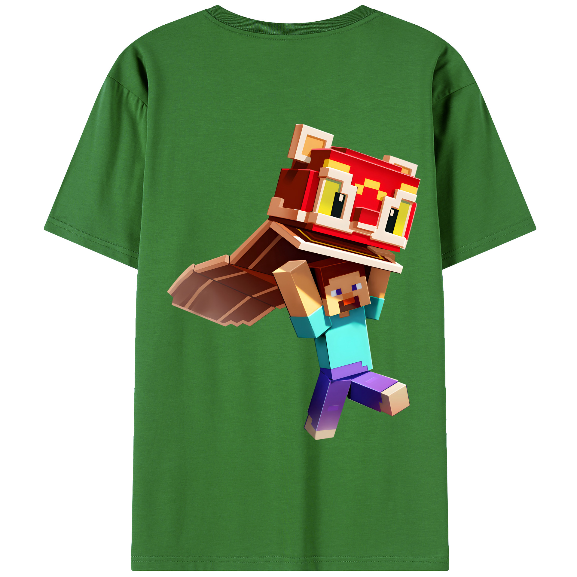 （画像用） マインクラフト ブロックの世界 Minecraft MC Block world レディース半袖Tシャツ(バックプリント)
